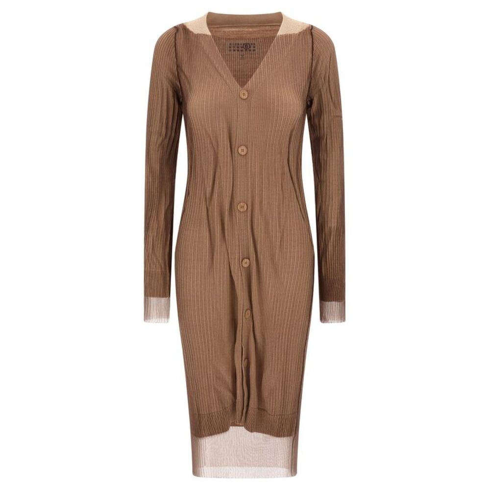 MM6 Maison Margiela Beige Polyamide Midi Women's Dress